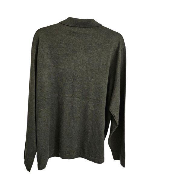 Magaschoni Sweater Mens XL Olive Heather Green Henley Wool Blend Collared NWT - Picture 7 of 10
